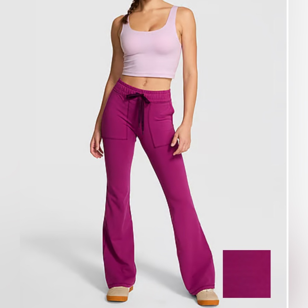 PINK Victoria's Secret Magenta Drawstring Flare Pants